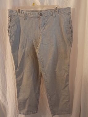 GAP Women's Blue & White Pinstripe Cropped Pants Size 12